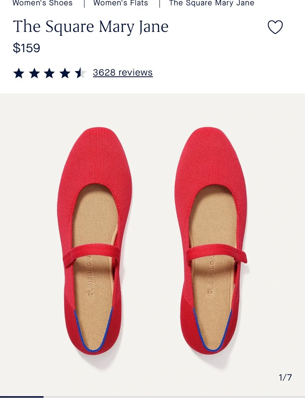 Rothy's Red Square Mary Jane Flats